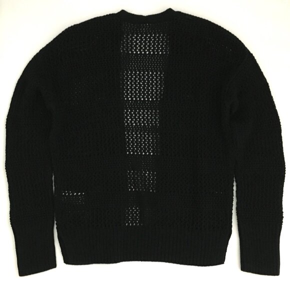 NEW! GAP Black Open Weave Crochet Cocoon Open Front Sweater With Side Slits - M - Picture 6 of 8